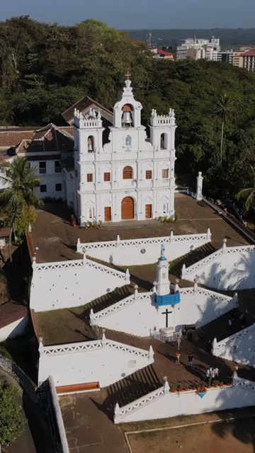 Vertical Aerial Shot of Immaculate Conception Church Panjim Goa India