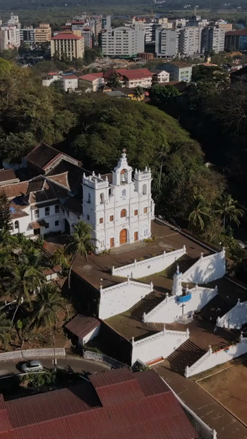 Vertical Aerial Shot of Immaculate Conception Church Panjim Goa India
