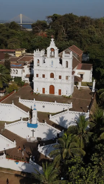 Vertical Aerial Shot of Immaculate Conception Church Panjim Goa India