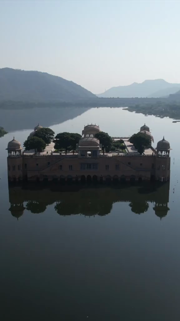 Vertical Aerial Shot of Jal Mahal Jaipur Rajasthan India