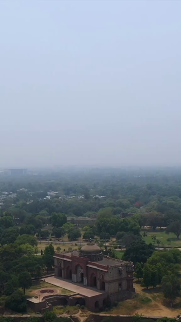 Vertical Aerial Shot of Purana Qila Old Fort New Delhi India