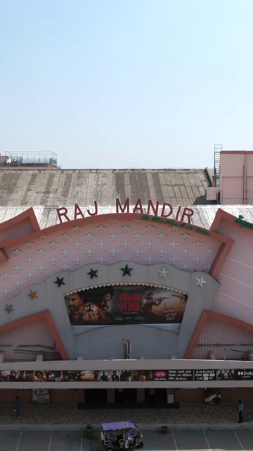 Vertical Aerial Shot of Raj Mandir Cinema Jaipur Rajasthan India