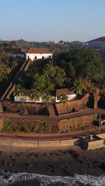 Vertical Aerial Shot of Reis Magos Fort Goa India