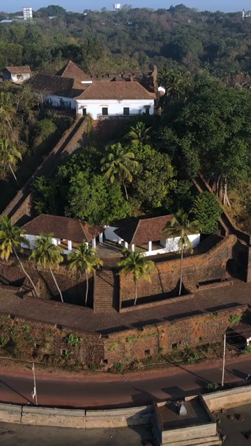 Vertical Aerial Shot of Reis Magos Fort Goa India