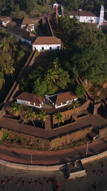 Vertical Aerial Shot of Reis Magos Fort Goa India