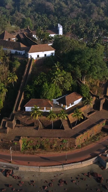 Vertical Aerial Shot of Reis Magos Fort Goa India