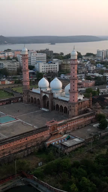 Vertical Aerial Shot of Taj-ul-Masajid Mosque Bhopal India