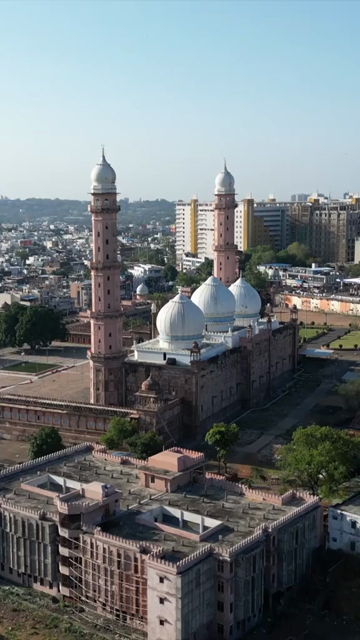 Vertical Aerial Shot of Taj-ul-Masajid Mosque Bhopal India