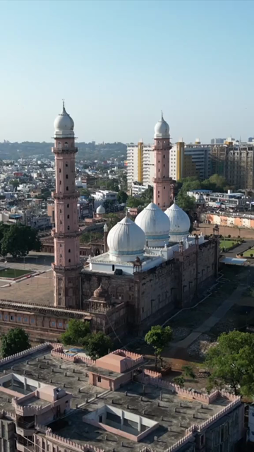 Vertical Aerial Shot of Taj-ul-Masajid Mosque Bhopal India