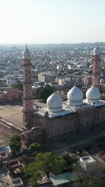 Vertical Aerial Shot of Taj-ul-Masajid Mosque Bhopal India