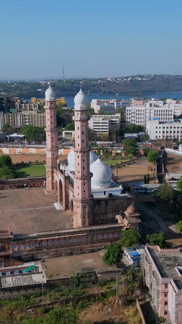 Vertical Aerial Shot of Taj-ul-Masajid Mosque Bhopal India