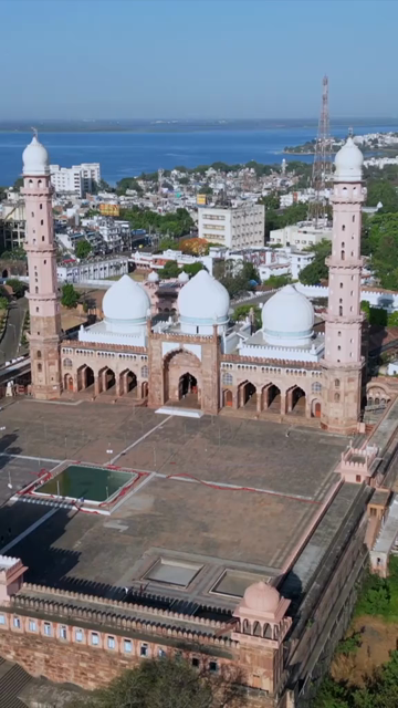 Vertical Aerial Shot of Taj-ul-Masajid Mosque Bhopal India