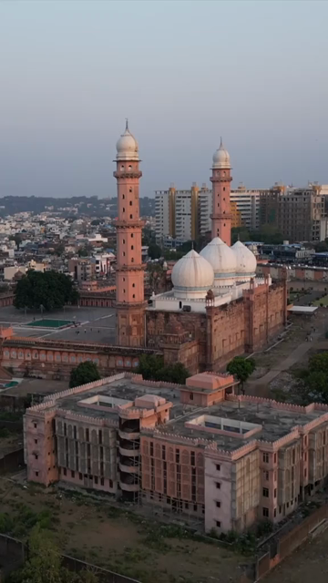 Vertical Aerial Shot of Taj-ul-Masajid Mosque Bhopal India