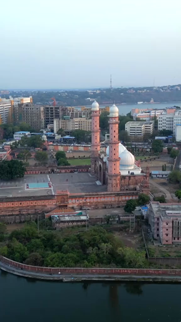 Vertical Aerial Shot of Taj-ul-Masajid Mosque Bhopal India