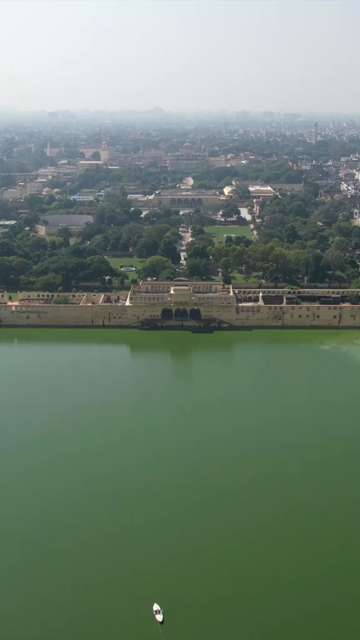Vertical Aerial Shot of Talkatora Lake Jaipur Rajasthan India