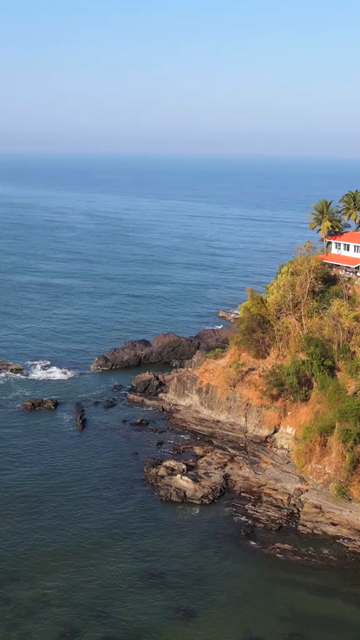 Vertical Aerial Shot of Vagator Hilltop Goa India