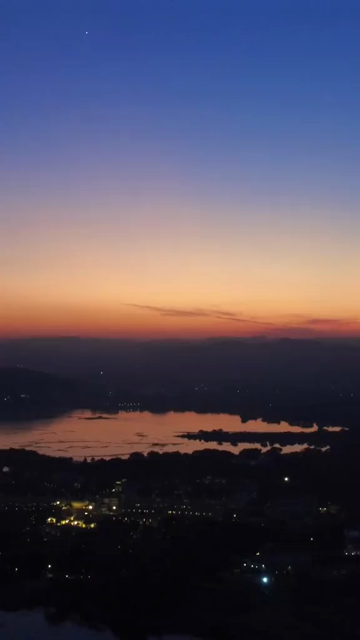 Vertical Aerial Sunset View of Badi Lake Udaipur Rajasthan India