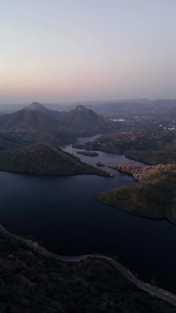 Vertical Aerial Sunset View of Badi Lake Udaipur Rajasthan India