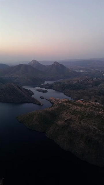 Vertical Aerial Sunset View of Badi Lake Udaipur Rajasthan India