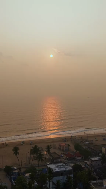 Vertical Aerial Sunset View of Velankanni Beach Tamil Nadu India