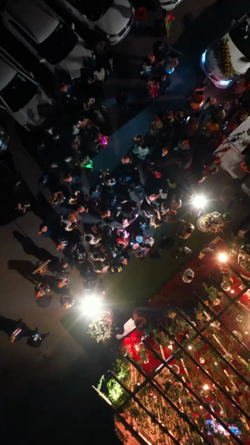 Vertical Aerial Top-Down Shot of Indian Wedding Baraat Celebration