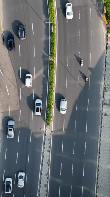 Vertical Aerial Top View of Roads in Gurugram Cyber City India