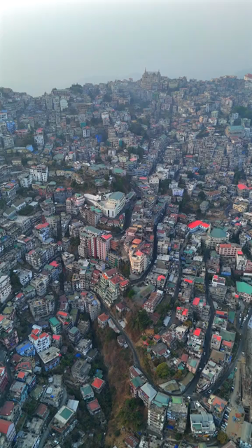 Vertical Aerial View of Aizawl City Mizoram India