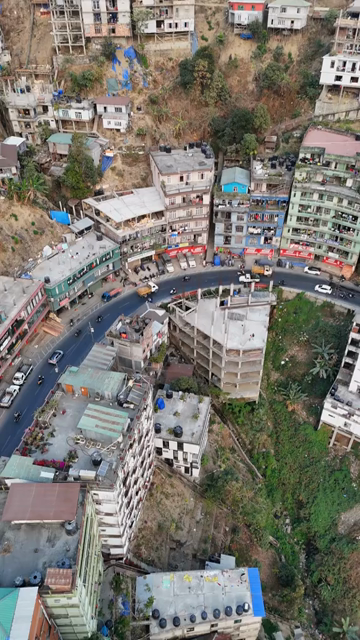 Vertical Aerial View of Aizawl City Mizoram India