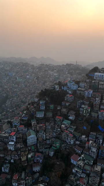 Vertical Aerial View of Aizawl City Mizoram India