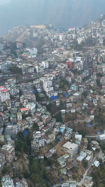 Vertical Aerial View of Aizawl City Mizoram India