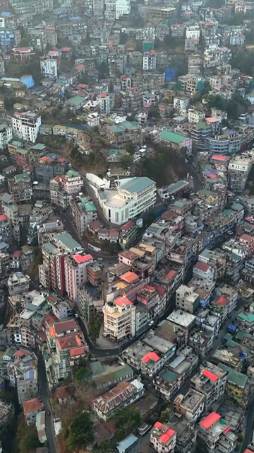 Vertical Aerial View of Aizawl City Mizoram India
