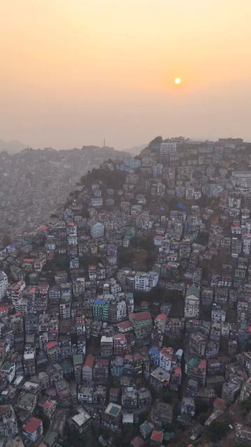 Vertical Aerial View of Aizawl City Mizoram India