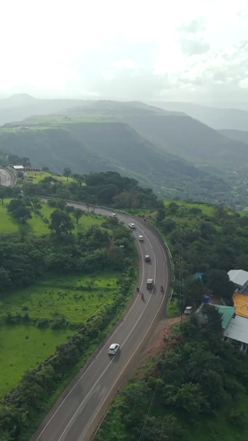 Vertical Aerial View of Ajinkyatara Fort and Lush Green Hills Satara Maharashtra India