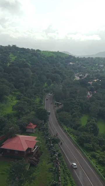 Vertical Aerial View of Ajinkyatara Fort and Lush Green Hills Satara Maharashtra India