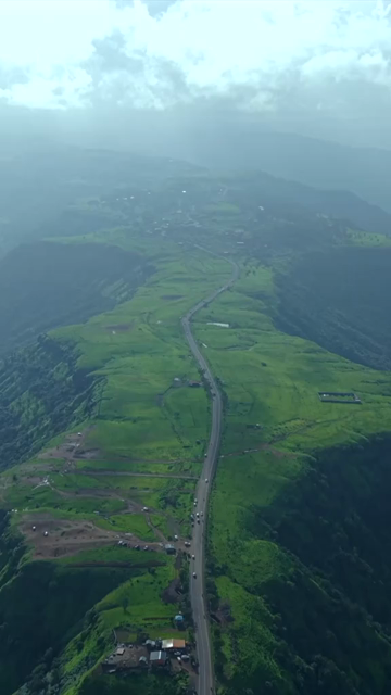Vertical Aerial View of Ajinkyatara Fort and Lush Green Hills Satara Maharashtra India