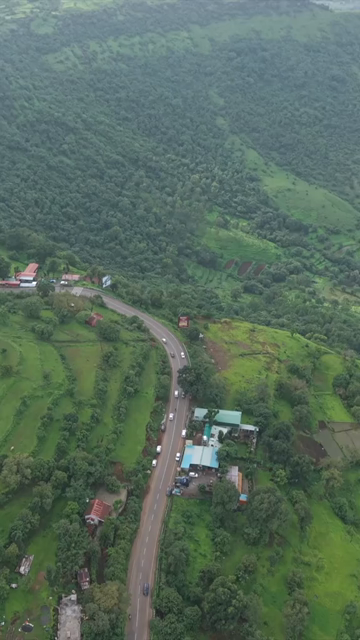 Vertical Aerial View of Ajinkyatara Fort and Lush Green Hills Satara Maharashtra India