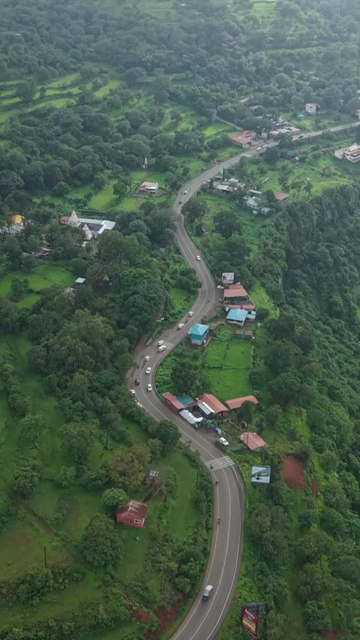 Vertical Aerial View of Ajinkyatara Fort and Lush Green Hills Satara Maharashtra India