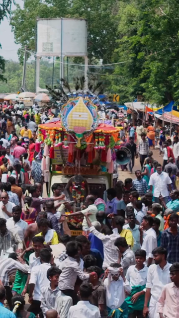 27th April 2026 : Vertical Aerial View of Devotee Performing Alagu Kuthu Ritual During Temple Festival in Sivaganga India
