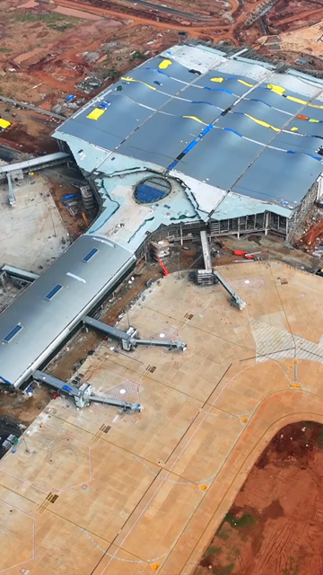 Vertical Aerial View of Alluri Sitarama Raju International Airport Bhogapuram Under Construction Andhra Pradesh India