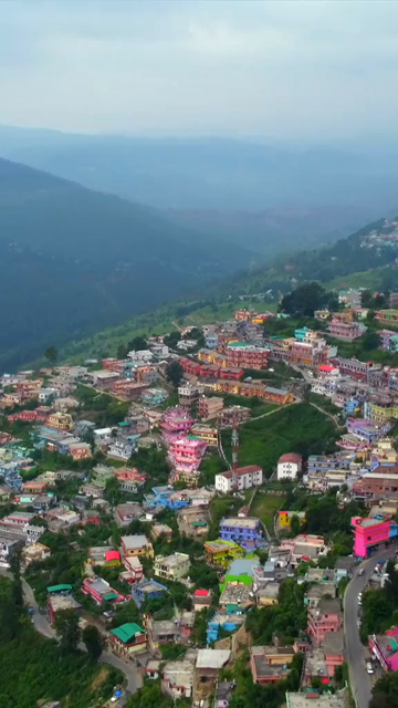 Vertical Aerial View of Almora Hill Town and Mountain Landscape Uttarakhand