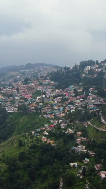 Vertical Aerial View of Almora Hill Town and Mountain Landscape Uttarakhand
