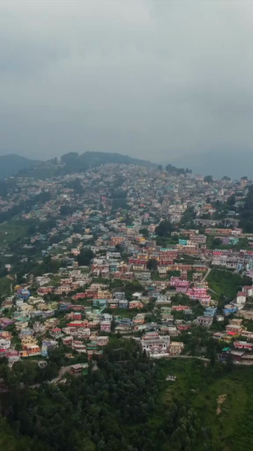 Vertical Aerial View of Almora Hill Town and Mountain Landscape Uttarakhand