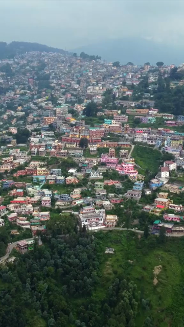Vertical Aerial View of Almora Hill Town and Mountain Landscape Uttarakhand
