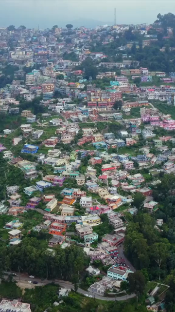 Vertical Aerial View of Almora Hill Town and Mountain Landscape Uttarakhand