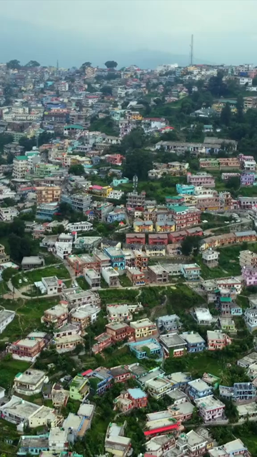 Vertical Aerial View of Almora Hill Town and Mountain Landscape Uttarakhand