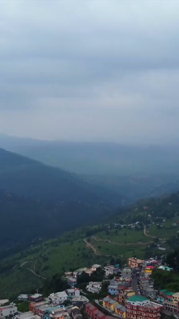 Vertical Aerial View of Almora Hill Town and Mountain Landscape Uttarakhand