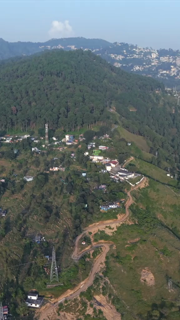 Vertical Aerial View of Almora Town and Surrounding Himalayan Landscapes Uttarakhand