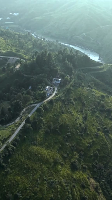 Vertical Aerial View of Almora Town and Surrounding Himalayan Landscapes Uttarakhand