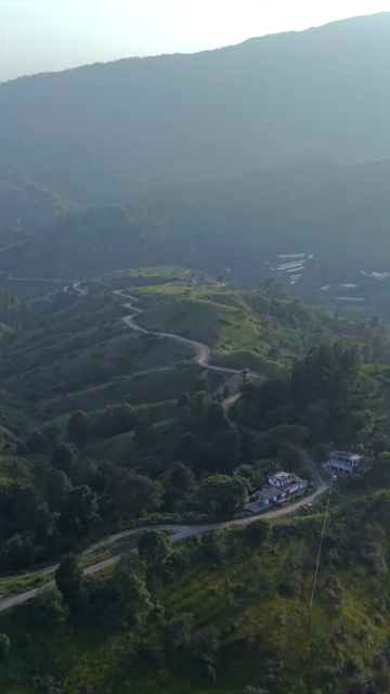 Vertical Aerial View of Almora Town and Surrounding Himalayan Landscapes Uttarakhand