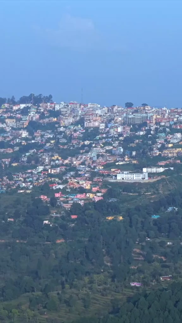 Vertical Aerial View of Almora Town and Surrounding Himalayan Landscapes Uttarakhand